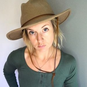 Brixton Full Brim Tan 100% Wool Hat, Size Large, VGUC